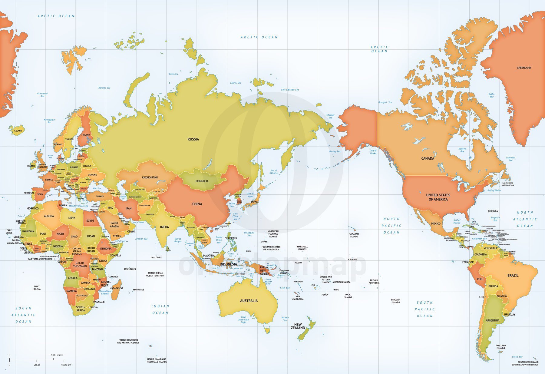 Australia Centered World Map