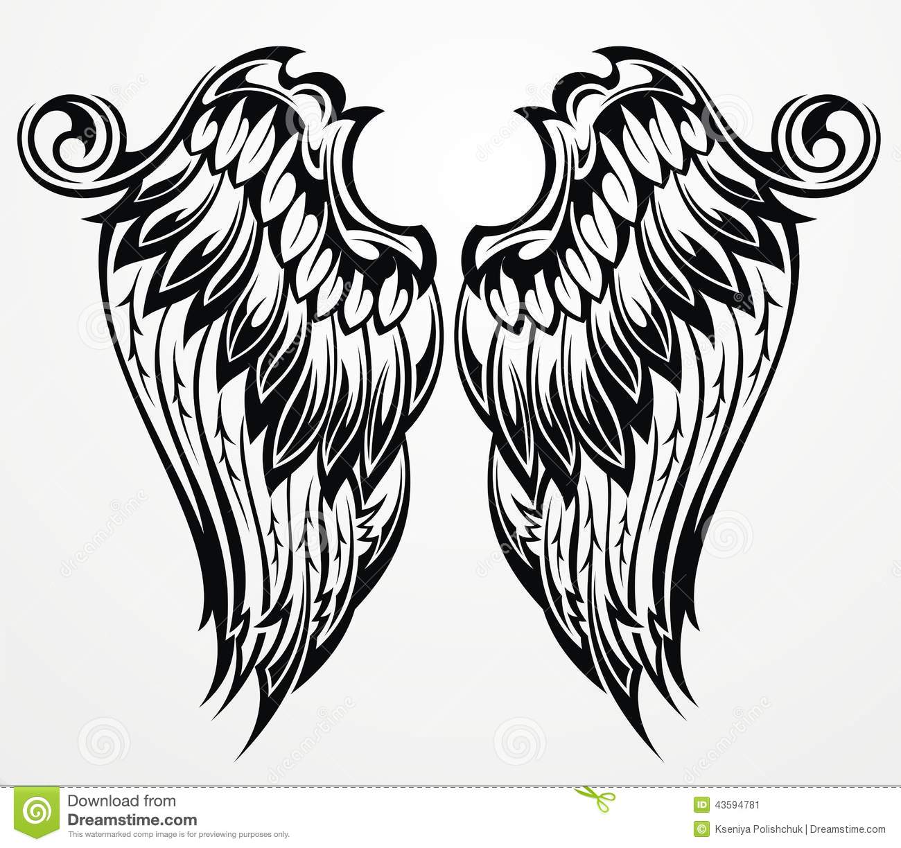 Black and White Angel Wing Tattoos