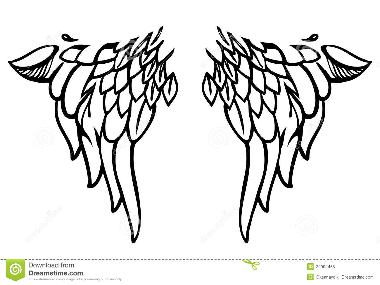 Black and White Angel Wing Tattoos