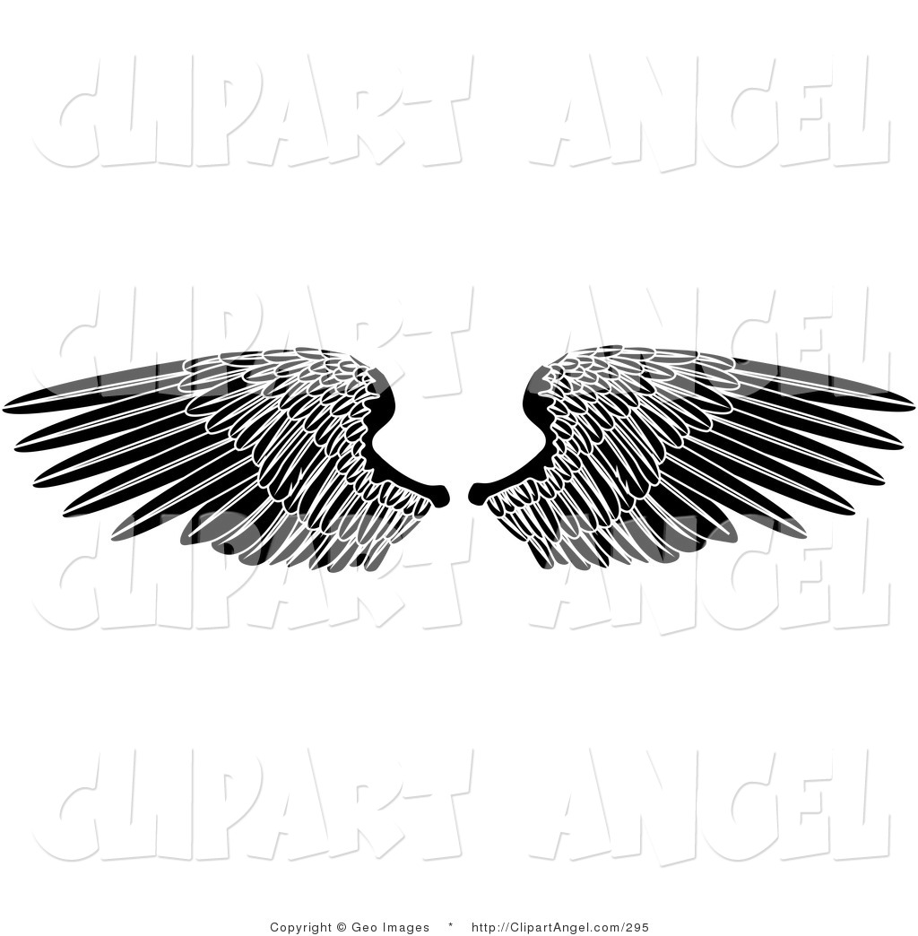 Black and White Angel Wings Clip Art