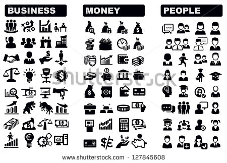 Black and White Business People Icons