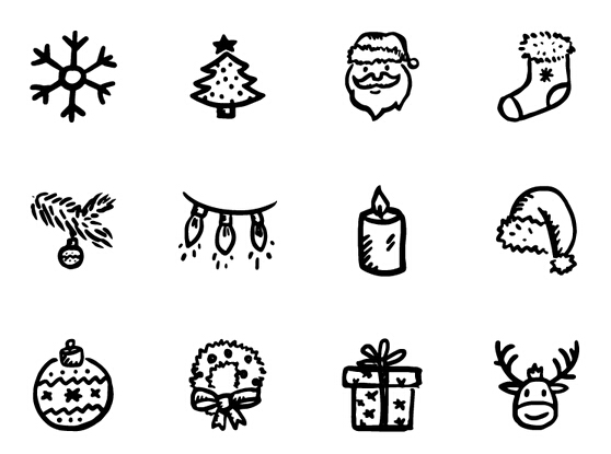 16 Holiday Black And White Icons Images