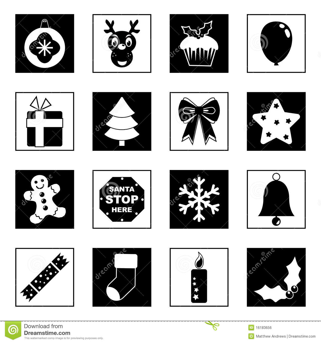 Black and White Christmas Icons