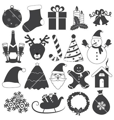 Black and White Christmas Icons