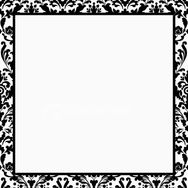 Black and White Damask Border Clip Art