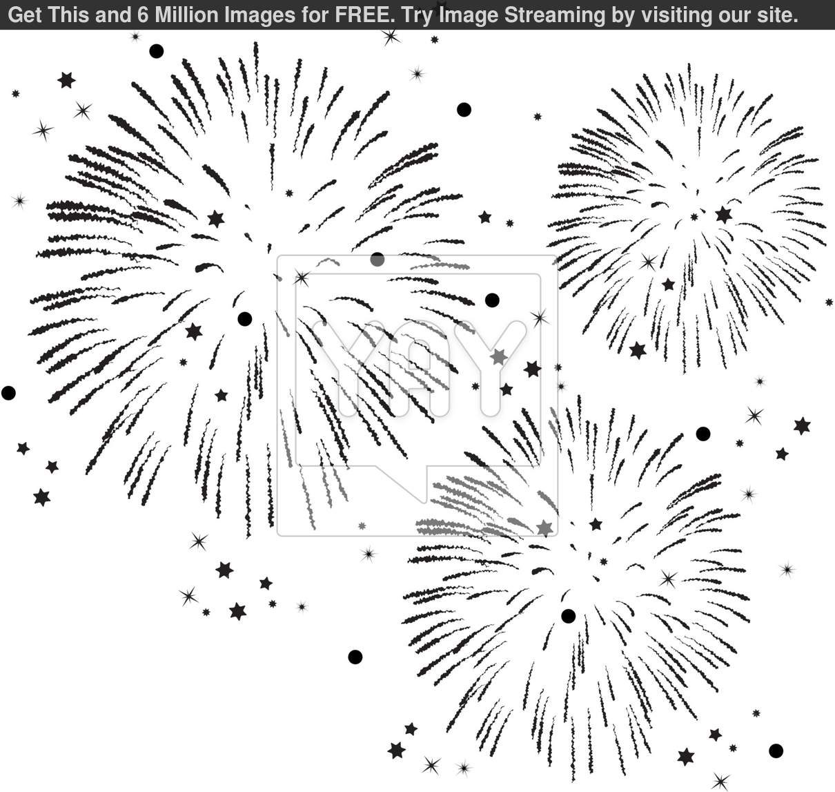 Black and White Fireworks Clip Art