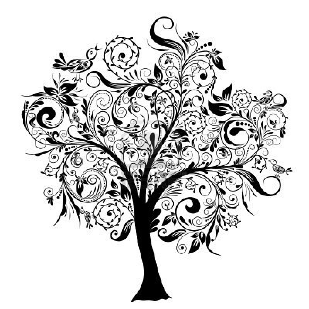 Black and White Willow Tree Tattoo