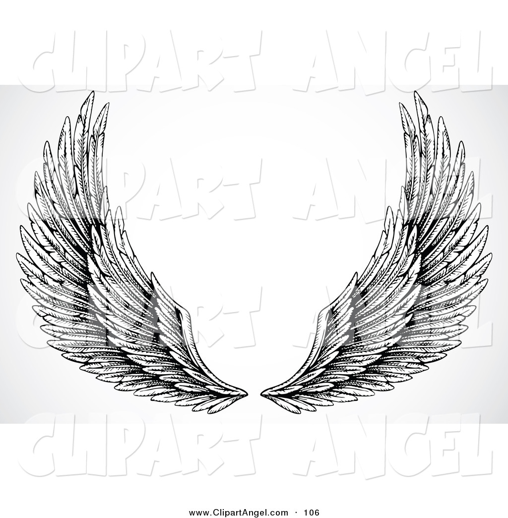 Black White Angel Wing Clip Art