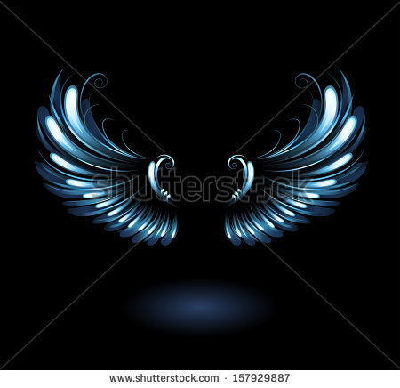Blue Glowing Angel Wings