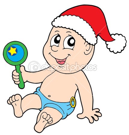 Cartoon Baby with Rattle