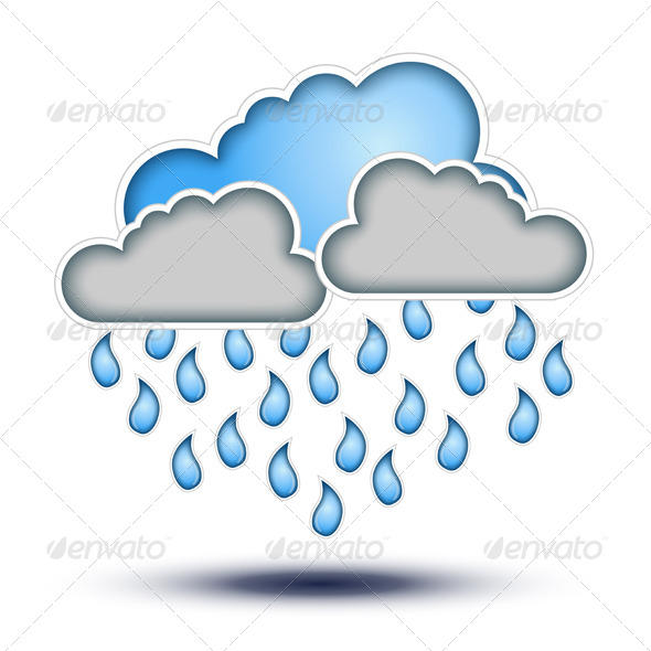 Cartoon Clouds with Rain Drops