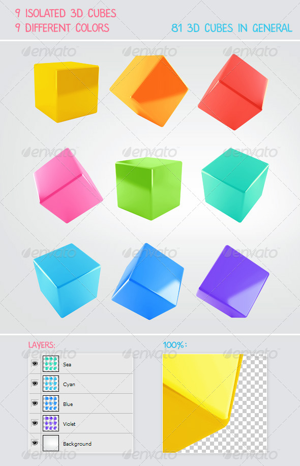 Color Abstract 3D Cubes