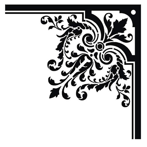 Damask Corner Border Clip Art