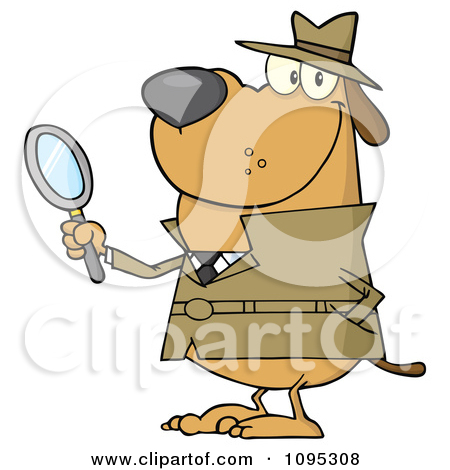 Dog Clip Art Detective Magnifying Glass