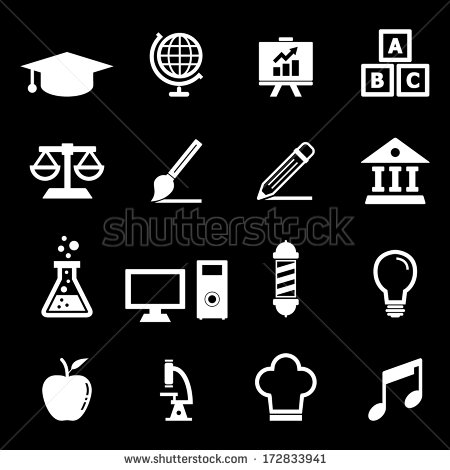 Education Icons Vector White