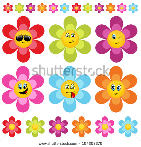 Flower with Smiley Face Emoticon