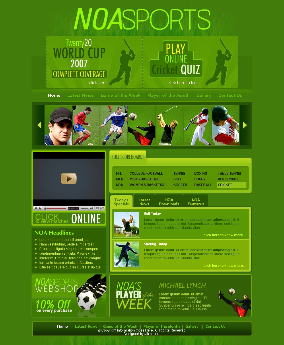 Free Website Templates Sports