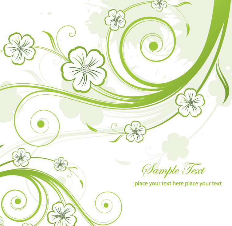 Green Swirl Floral Vector