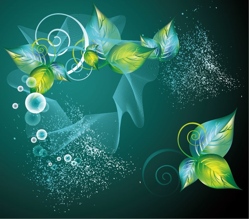 Green Swirl Floral Vector