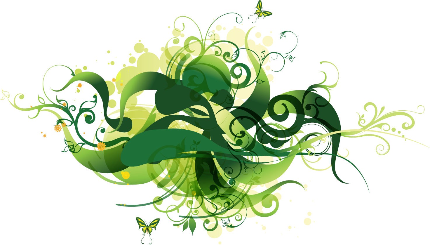 Green Swirl Floral Vector