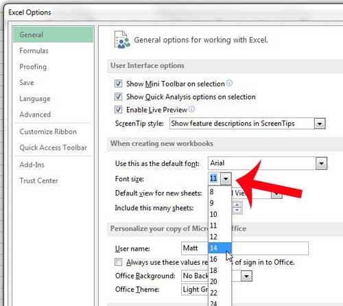 How to Change Default Font Size in Excel