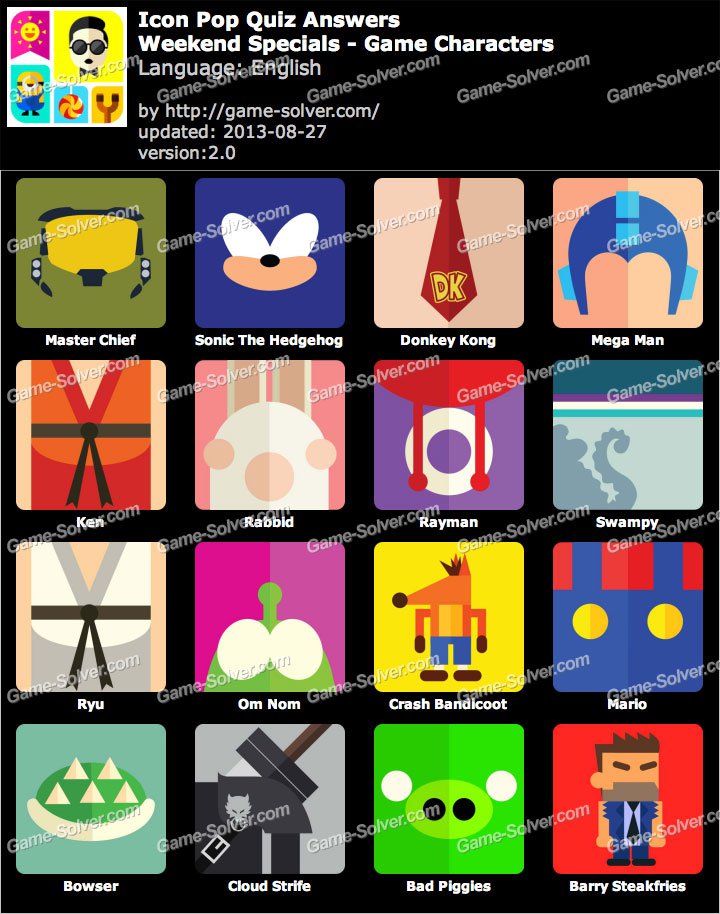 Icon Pop Quiz Answers Game Characters