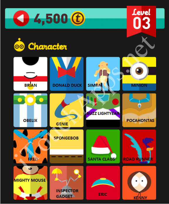 Icon Pop Quiz Characters Level 3