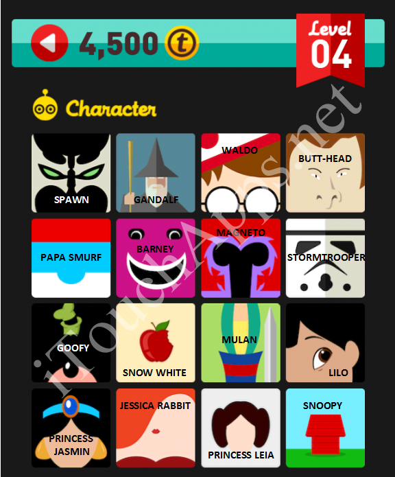 Icon Pop Quiz Characters Level 4