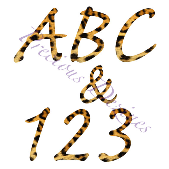 Leopard Print Numbers Clip Art
