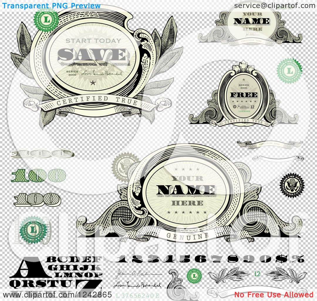 Money Number Font Vector