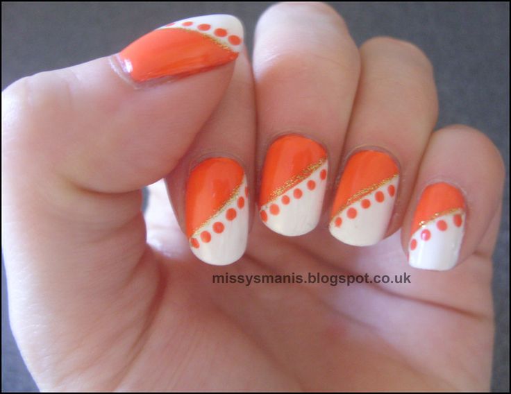 Orange and White Nail Art