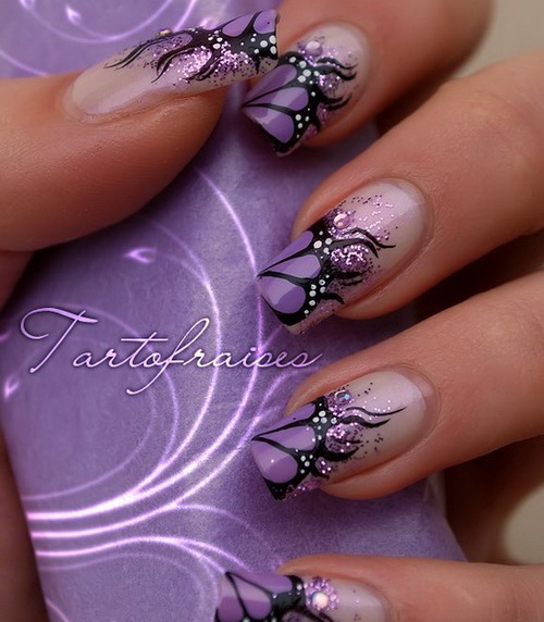 Purple Nail Designs Butterflies