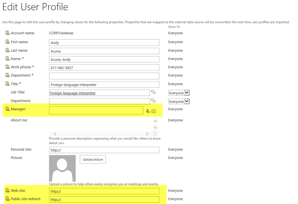 SharePoint 2013 User Profile Properties