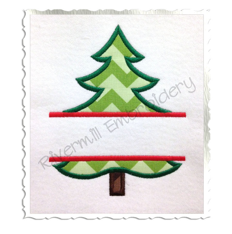 Split Applique Embroidery Design Christmas Tree