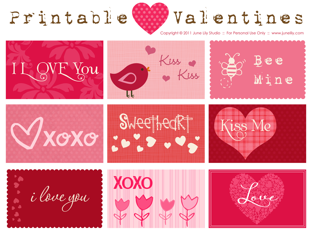 Valentine Cards Free Printable Tags