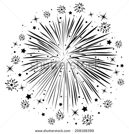 Vector Fireworks Black and White