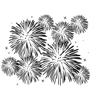Vector Fireworks Black and White