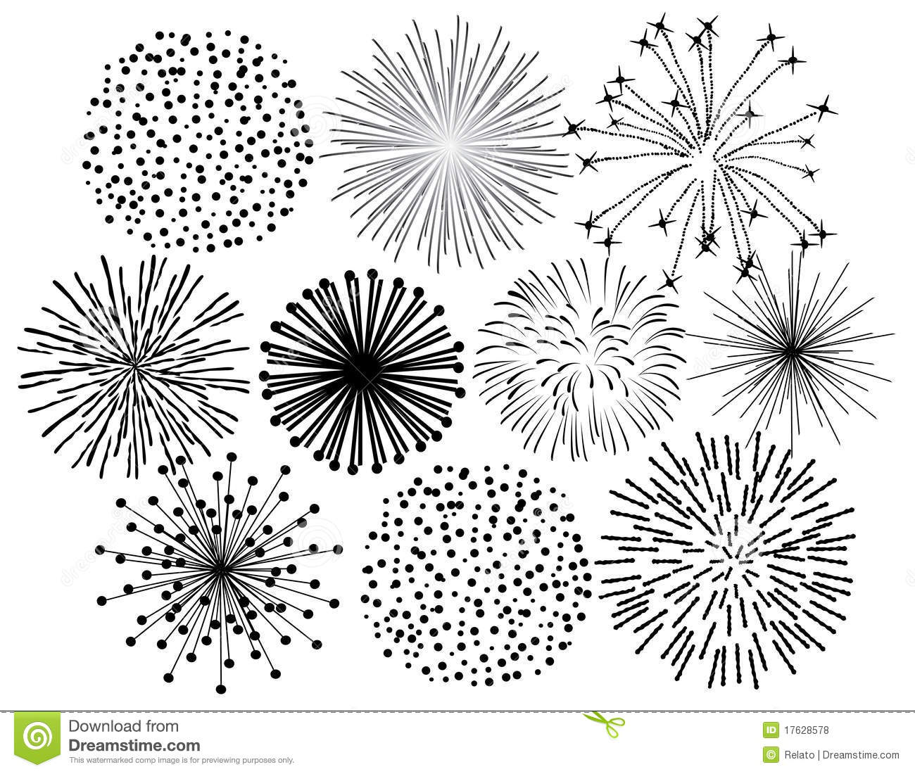Vector Fireworks Black and White