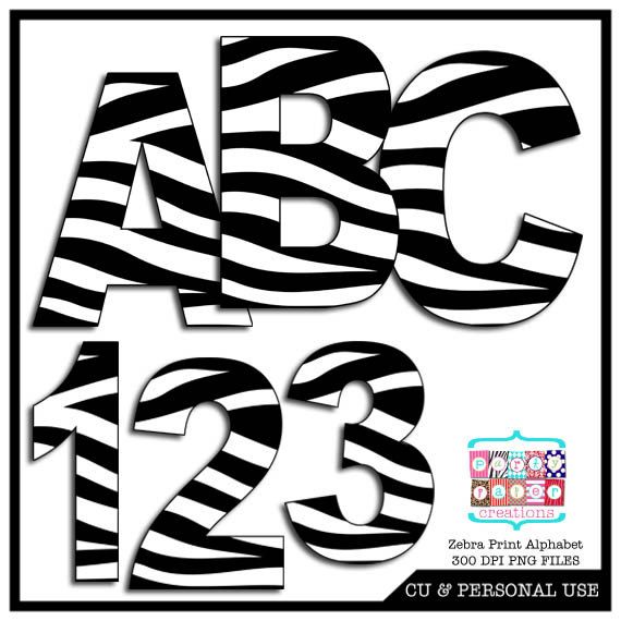 Zebra Print Letters and Numbers