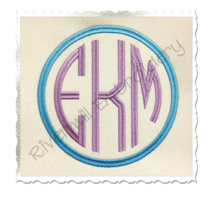 3 Letter Circle Monogram Embroidery Fonts
