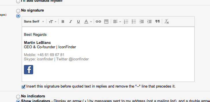 Add Facebook Icon to Gmail Signature