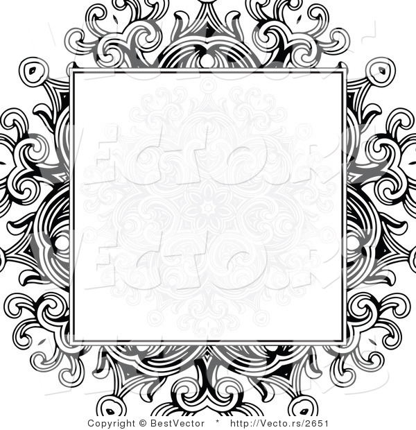 Black and White Floral Border Design