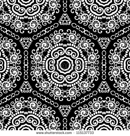 Black and White Floral Pattern Vector