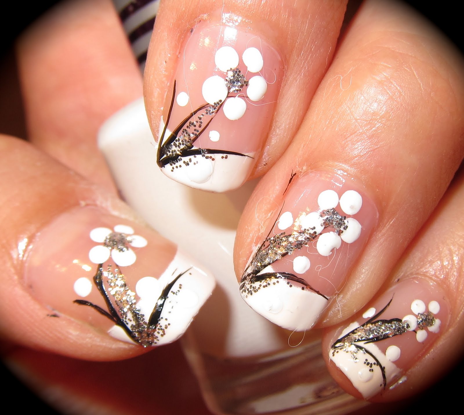 17 White Flower Nail Designs Images