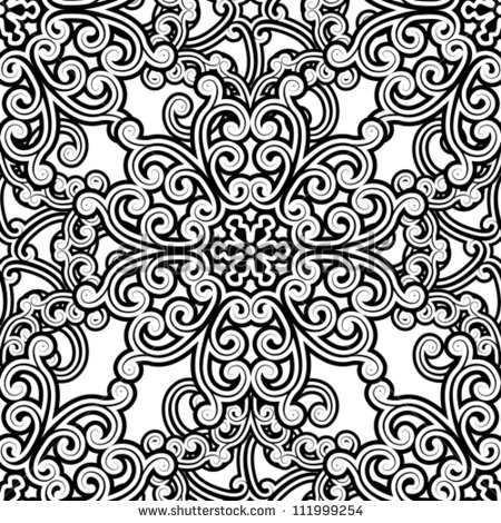 Black and White Vintage Floral Pattern