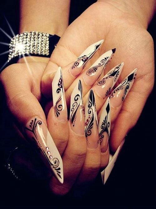 Black Stiletto Nail Designs