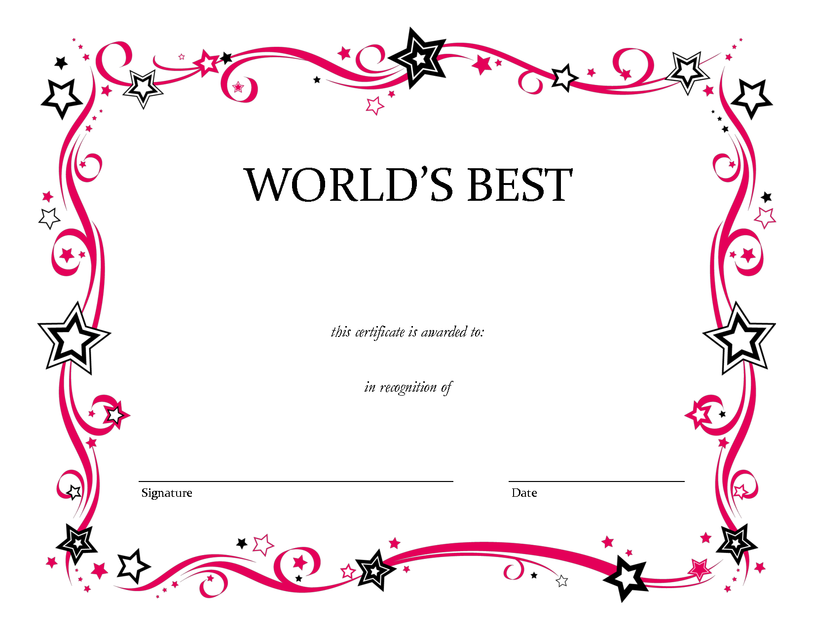 Blank Award Certificate Templates Free