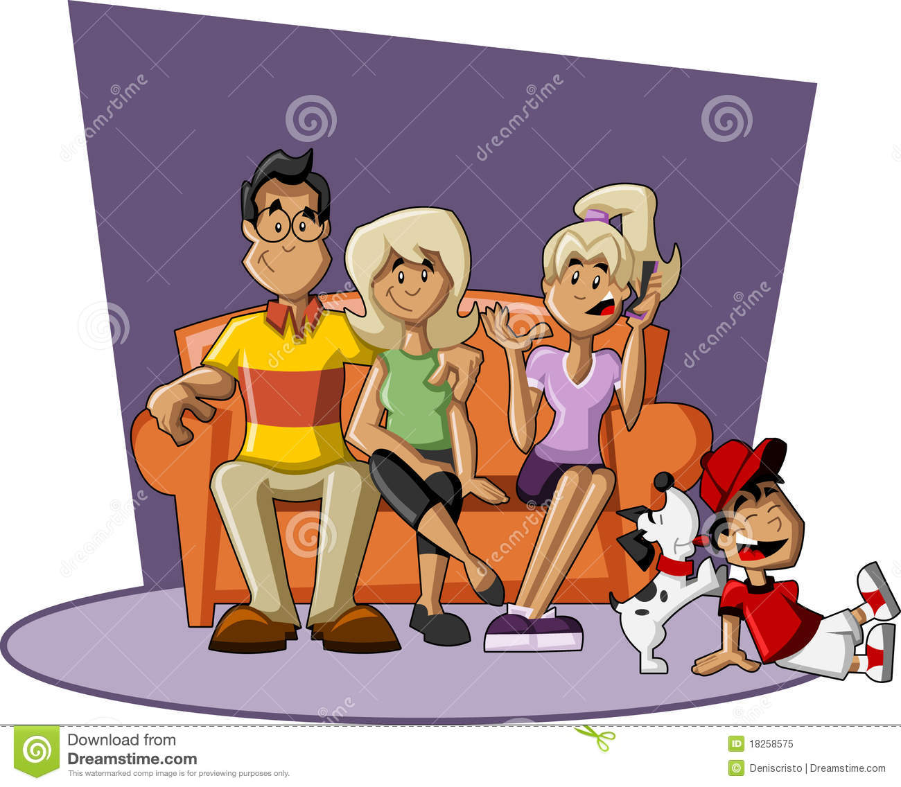 Cartoon Family On Couch