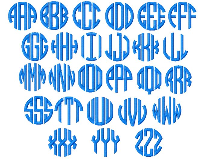 Circle Monogram Embroidery Font