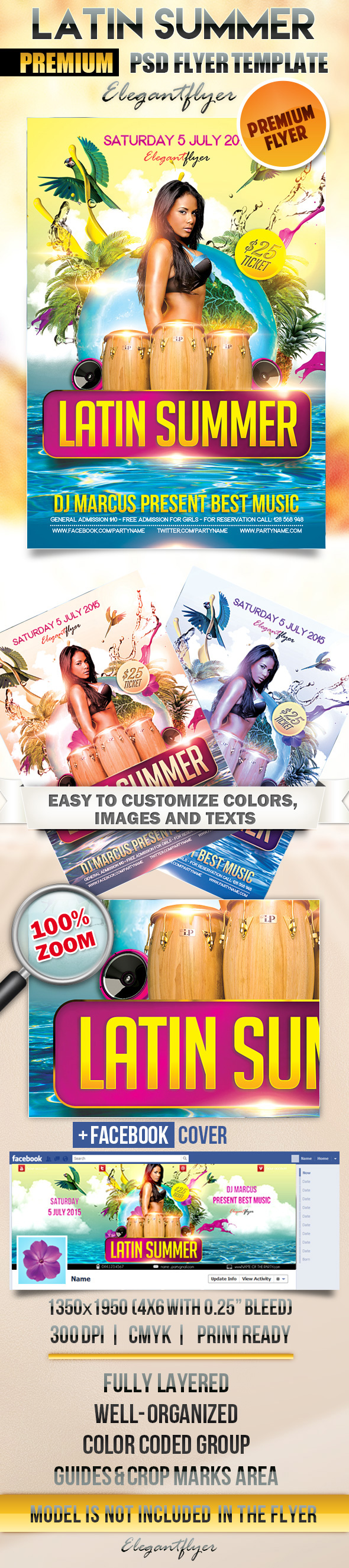 Facebook Cover Dance Summer Party Flyer Template